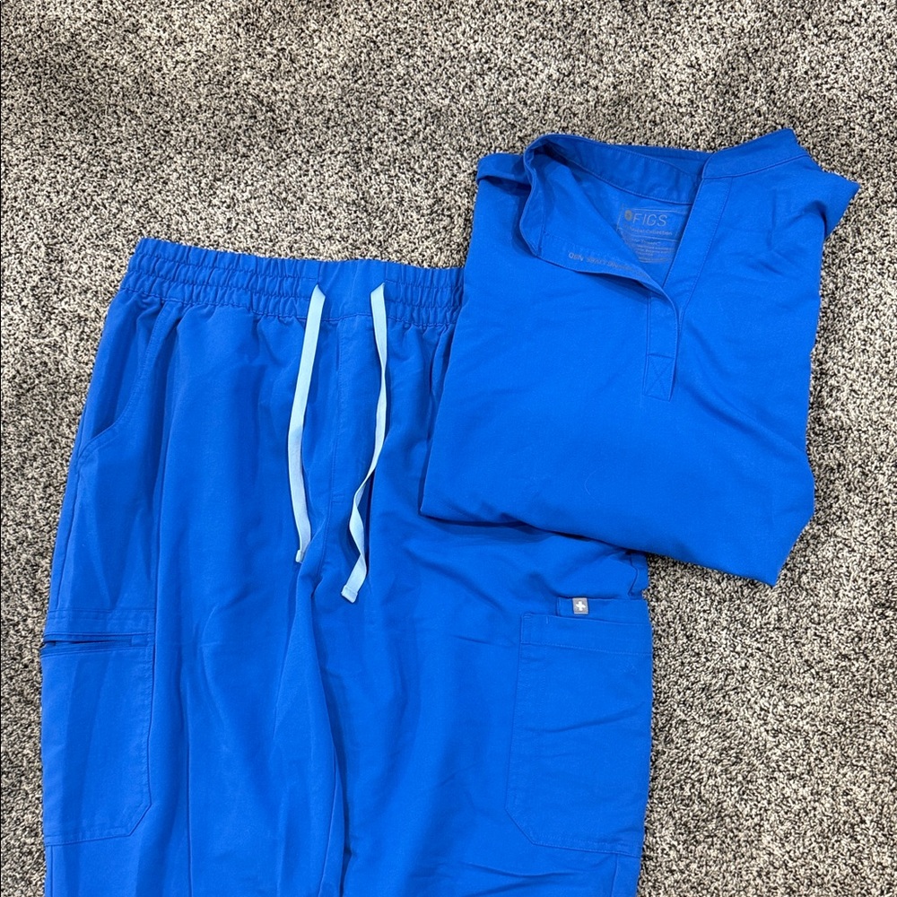 Figs Royal Blue Scrub Set